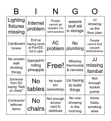 KL Office Bingo Card