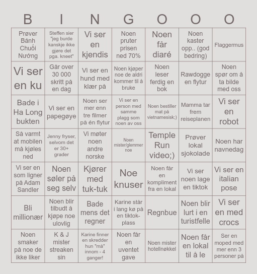 Vi skulle bare på ferie ... dette skjer garantert ikke (joda) Bingo Card