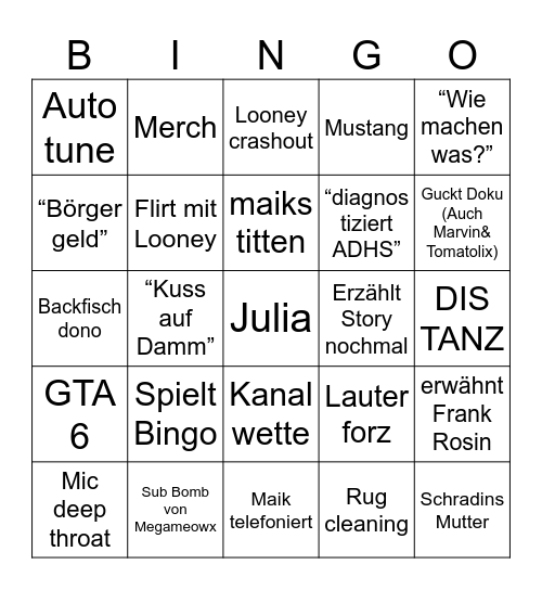 Zarbex Bingo Card