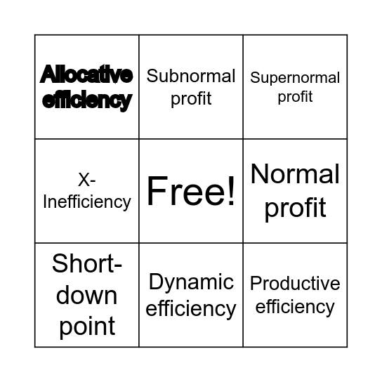 Bingo Economics Bingo Card