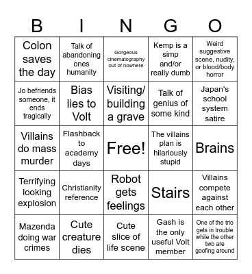 Liveman Bingo Card