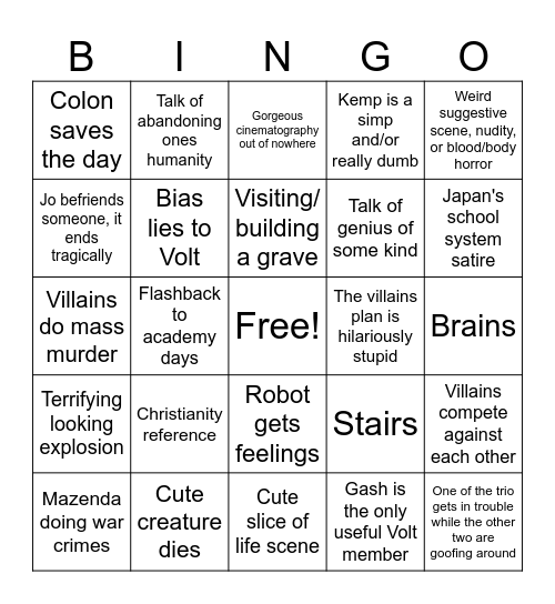 Liveman Bingo Card