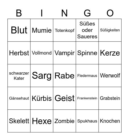 Summerween Bingo Card