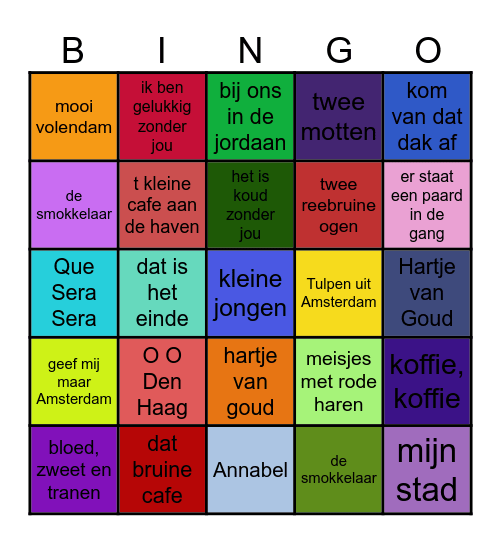 Hollandse Nummers Bingo Card