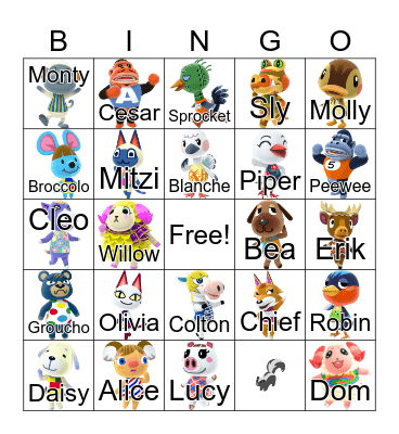 Animal Crossing Bingo Card
