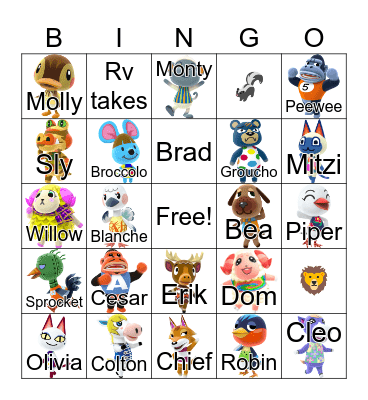 Animal Crossing Bingo Card