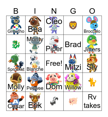 Animal Crossing Bingo Card