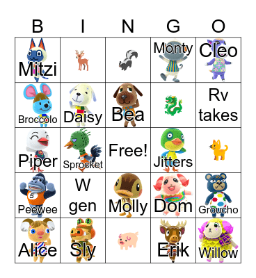 Animal Crossing Bingo Card