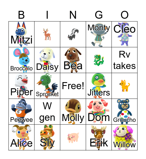 Animal Crossing Bingo Card