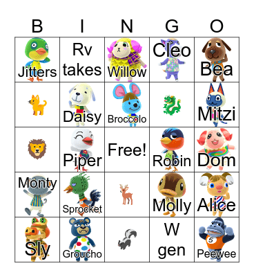 Animal Crossing Bingo Card