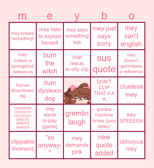 meybe bingi ningi Bingo Card