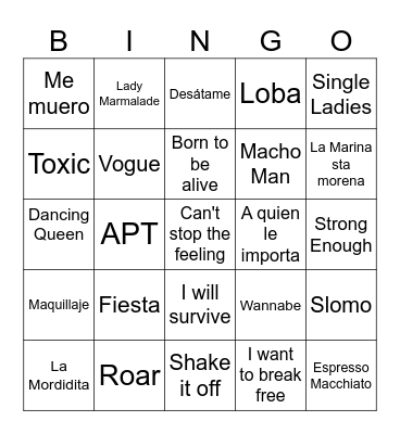 BINGO LGTBIQ+ MUSICAL Bingo Card