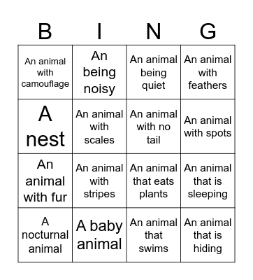 Zoo BINGO Card