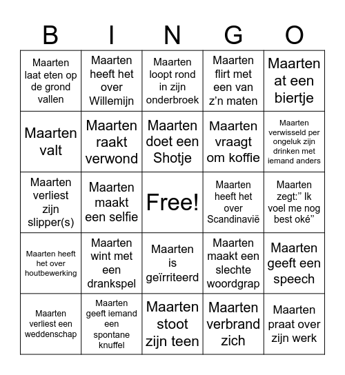 Maarten's Bombastische Bingo Card