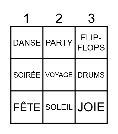 SUMMER & MUSIQUE Bingo Card