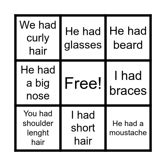 BINGO TIME! Bingo Card