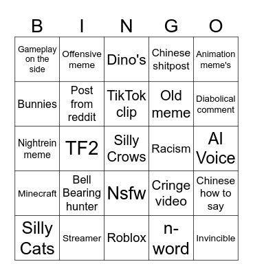 Instagram Reels bingo Card