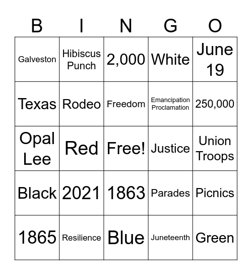 JUNETEENTH Bingo Card
