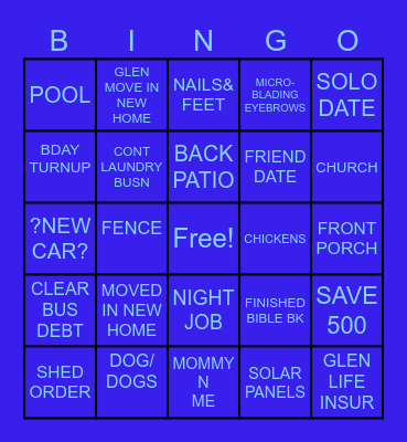 JULY Bingo Card