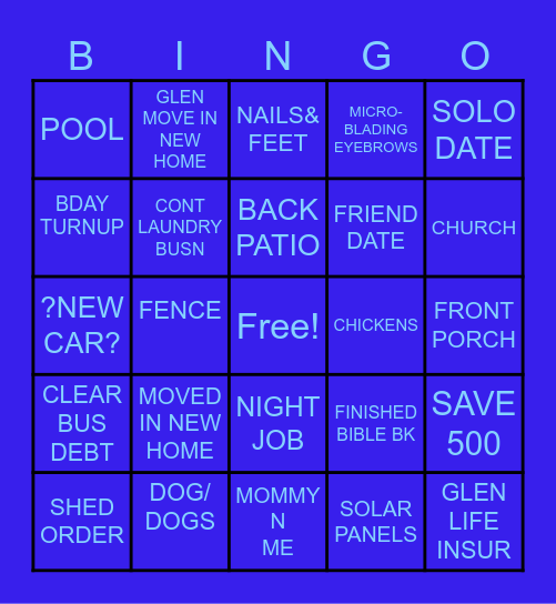 JULY Bingo Card
