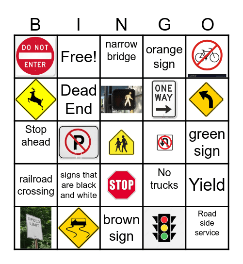 Traffic Signs Bingo Card