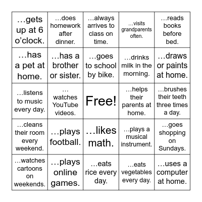 FIND SOMEONE WHO ... Bingo Card