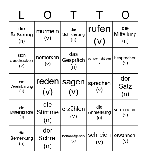 3.2 Speech - Sprechen Bingo Card