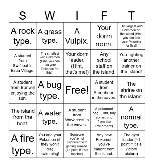 Swiftleaf Bingo Card
