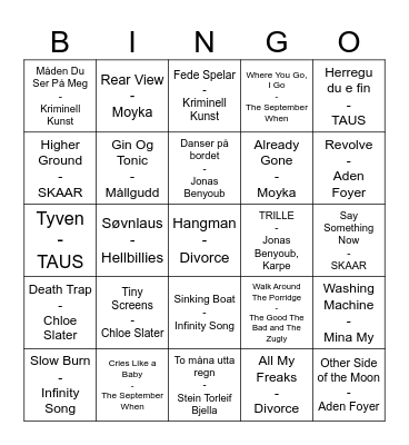 MABLIS MUSIKKBINGO<3 Bingo Card