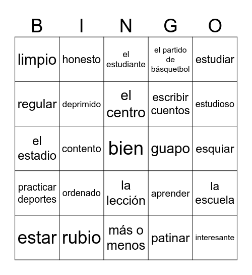 Senderos II Unidad Preliminar Bingo Card