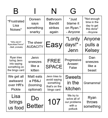 GWI OFFICE BINGO Card