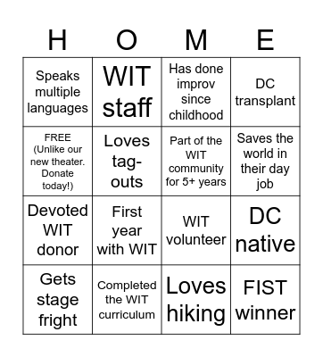 WIT's Big Move Bingo Card