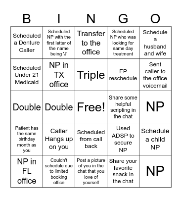 Strait Fire Bingo Card