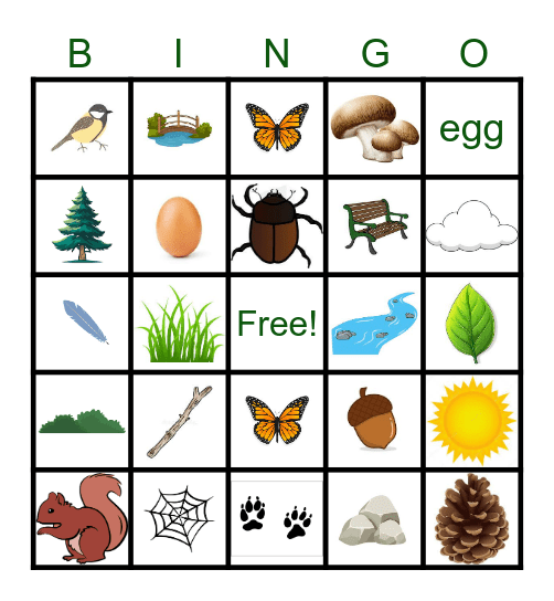 Nature Walk Bingo Card