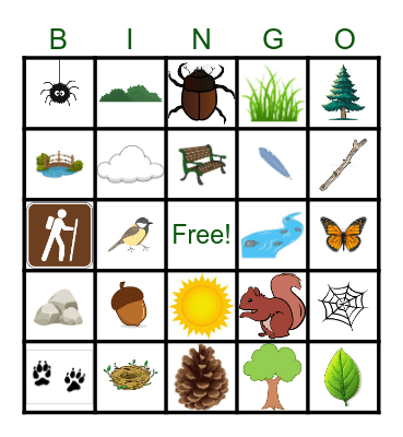 Nature Walk Bingo Card