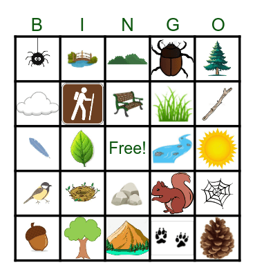 Nature Walk Bingo Card