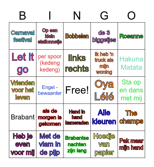 Muziek Bingo Card
