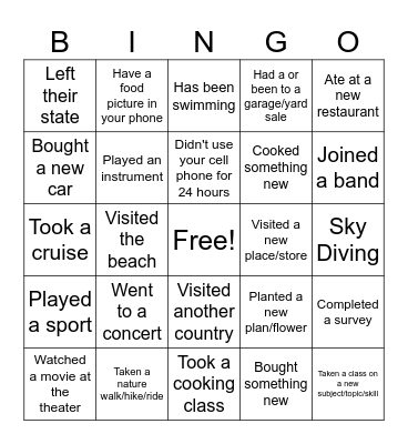 Ice Breaker Team Chambers Bingo Card