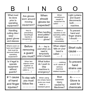 Safety Trivia Bingo Card