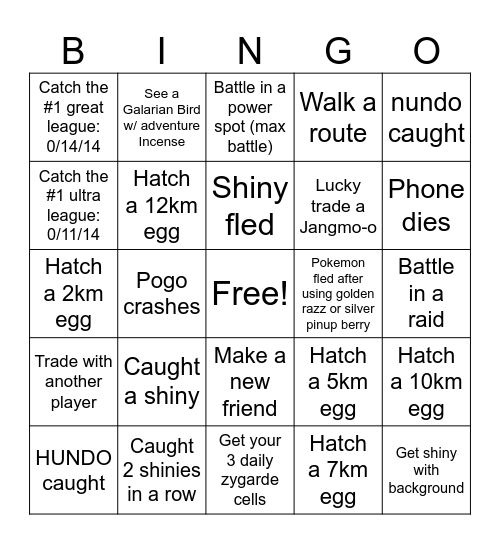 Jangmo-o Community Day Bingo Card