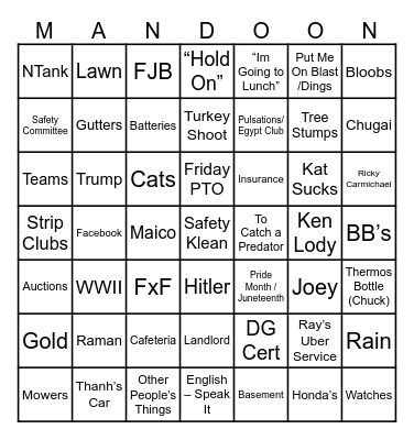 MANDOONI Bingo Card