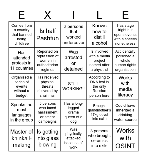 talk to a resident and find all the answers Bingo Card