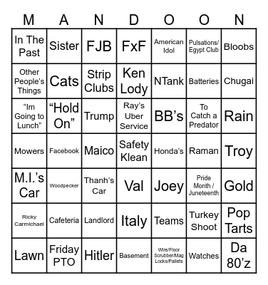 MANDOONI Bingo Card