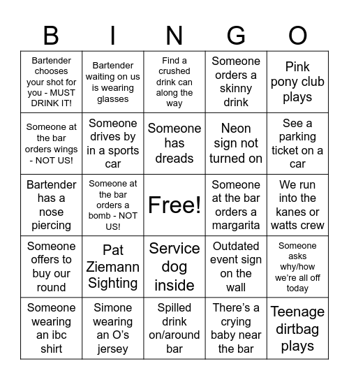 PORCH KNOCKERS Bingo Card