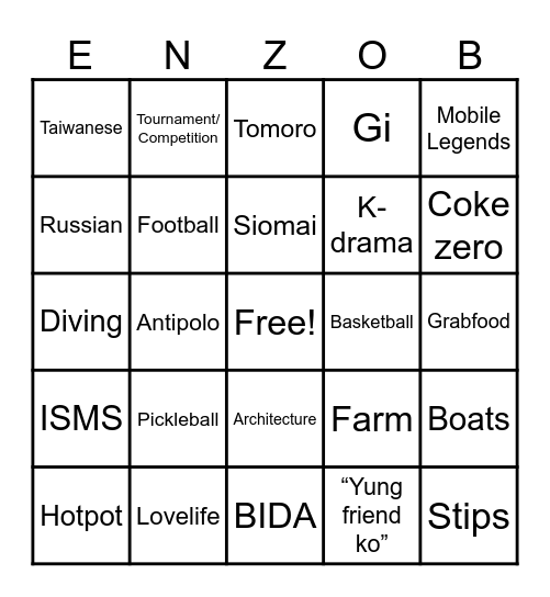 ENZO BINGO Card