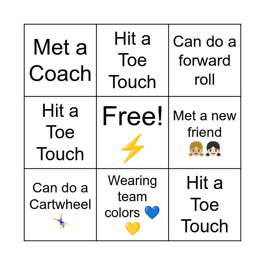 Cheer Bingo Card