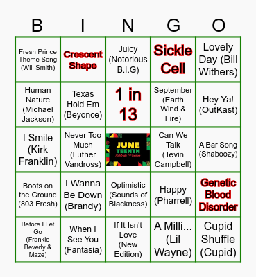 CAC Juneteenth Music Bingo Card