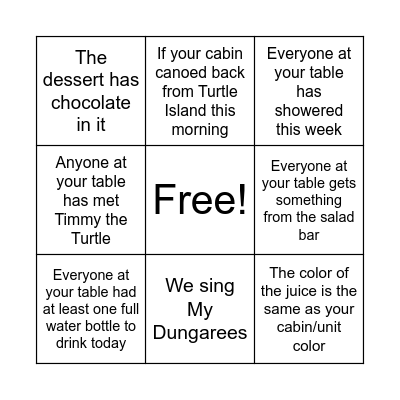 Bingo! Bingo Card