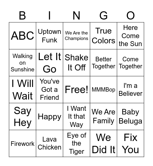 Singo Bingo Card