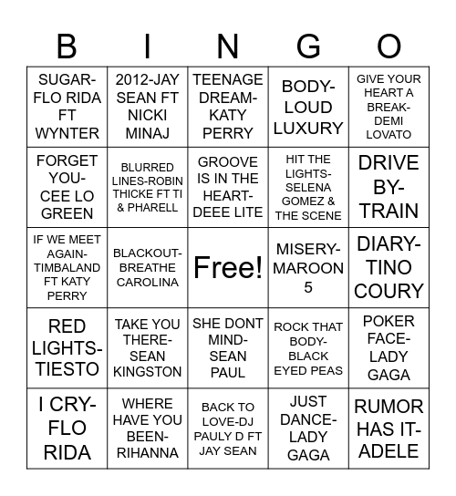 MIX TAPE 6.0 Bingo Card